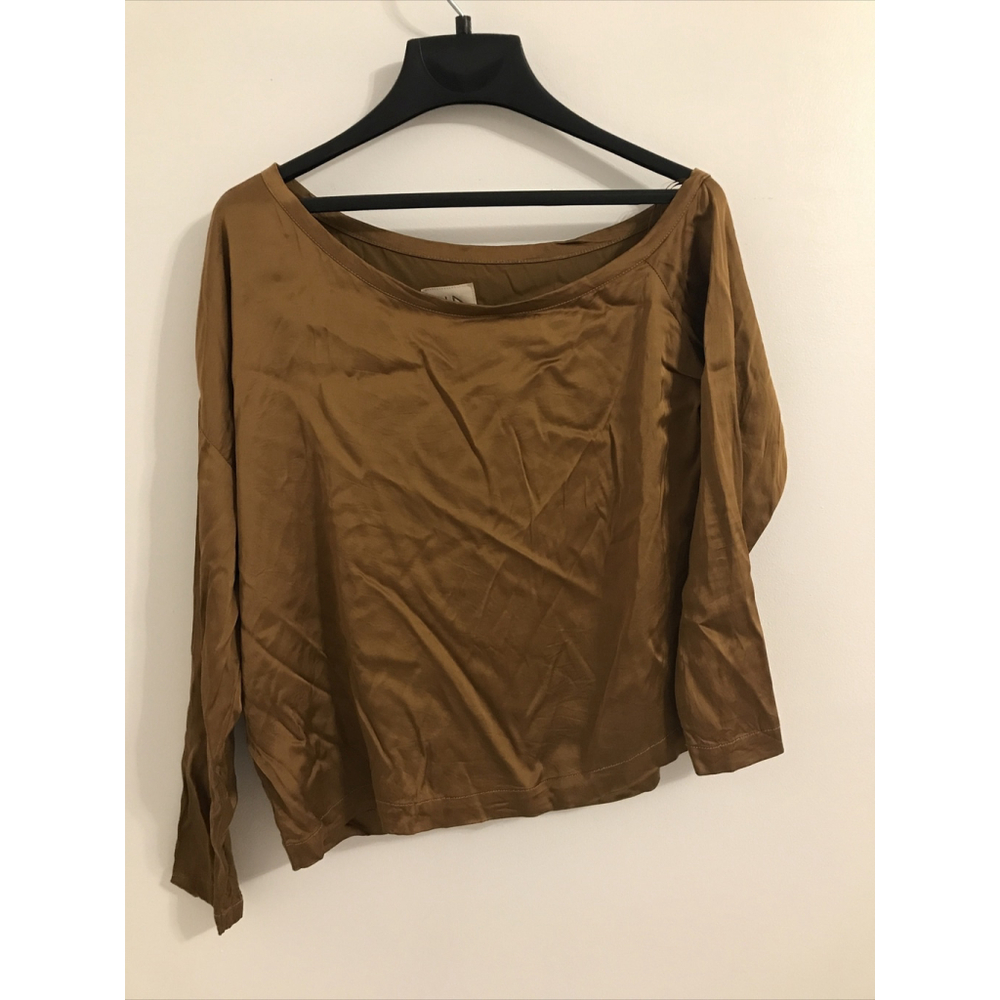 Chaser 'Dani' Satin Off Shoulder Bronze Metallic Long Sleeve Size S - Picture 6 of 8